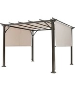 Modern 10 x 10 Ft Heavy Duty Metal Frame Pergola Gazebo with Beige Canopy - $863.77 CAD
