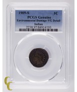 1909-S 1C Indian Cent Valutato Da PCGS Come VG Dettagli Danno Ambientale - €475,01 EUR