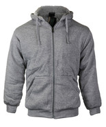 Kid&#39;s Athletic Sherpa Lined Fleece Zip Up Grey Hoodie Sweater Jacket - S - $24.74