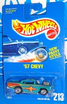 Hot Wheels Mid 1990s Mainline #213 &#39;57 Chevy Teal Green w/ UHs Chevy Sid... - $14.00