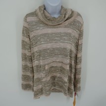 Ruby Rd Womens Icing On The Cake Cowl Neck Metallic Stripe Pullover M - $19.80