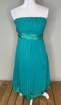 Moulinette Soeurs Women’s Strapless Silk Knee Length dress Size 6 Green H9 - £14.73 GBP