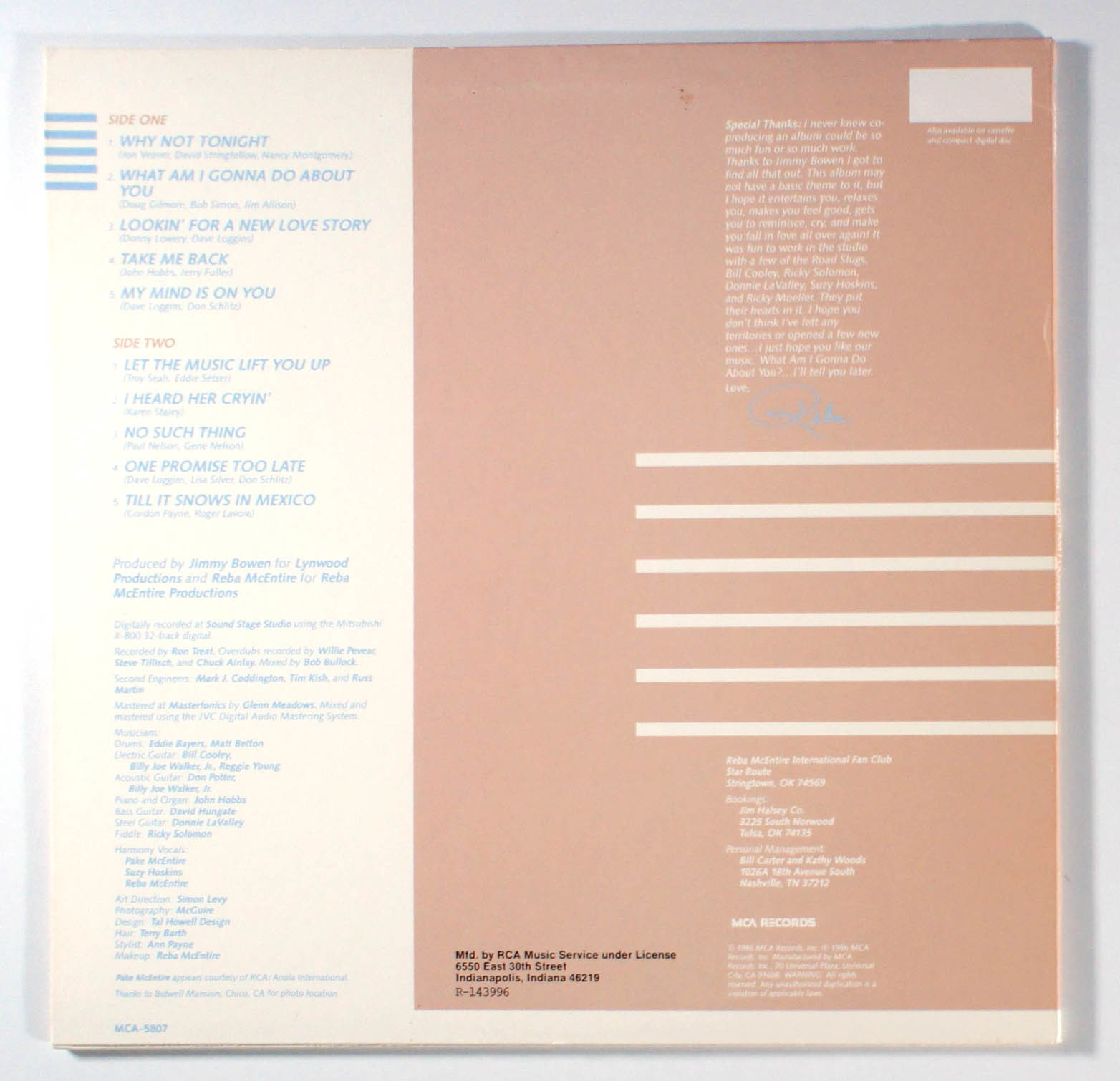 Reba McEntire - What Am I Gonna Do About You (1986) Vinyl LP โข One Promise Item image 2