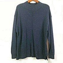Karen Scott Womens Plus 1X Blue Flecked Mock Neck Ribbed Sleeves Sweater NEW - £13.92 GBP