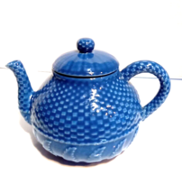 Bordello Pinheiro Royal Blue Basket Weave Portugal 1970&#39;s Teapot Teapots - $60.78