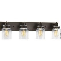 Calhoun Collection 4-Light Clear Glass Farmhouse Bath Vanity Light Antiq... - $133.99