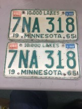 Match Number Set Pair 1965 7NA318 Minnesota Mn License Plate Tag Embossed 10000 - £55.81 GBP