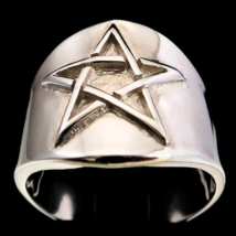 Sterling silver Celtic Pentagram ring Five Pointed Pagan Star high polished 925  - £59.25 GBP