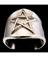 Sterling silver Celtic Pentagram ring Five Pointed Pagan Star high polis... - $101.87 CAD