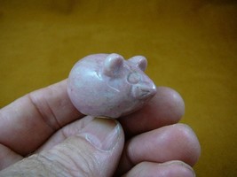 (Y-MOU-562) PINK rhodonite Roly Poly Mouse Mice gemstone STONE carving F... - $14.01