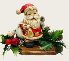 VTG Homco Santa Claus Coin Piggy Bank Ceramic Christmas 6&quot; On Hand Crafted Stand - $14.86