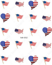 Nail Art Water Transfer Stickers Decals beautiful American flag KoB-1512 - £2.35 GBP
