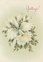Vintage Christmas Card Orchid and Holly 1950's Gibson Too Nice to Forget - £5.46 GBP