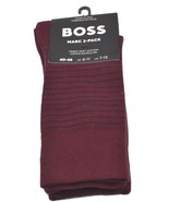 Hugo Boss Men&#39;s Italy 2 pack Burgundy Striped Finest Cotton Socks  One S... - £24.53 GBP