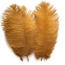 Shekyeo Gold 10-12Inch 25-30Cm Ostrich Feather Home Decoration Diy Craft Pack Of - £14.38 GBP