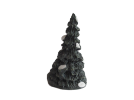 Christmas Village Figurine Green Pine Tree w/ Snow Patches Crooked 2.1&quot; - $9.43
