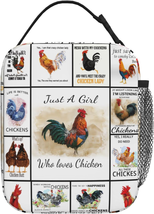 KIYIYZER Just a Girl Who Loves Chickens Lunch Bag Insulated Chickens Lunch Box f - £15.72 GBP