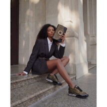 The Aurelia Black Gold Woven Leather Women Sneaker image 13