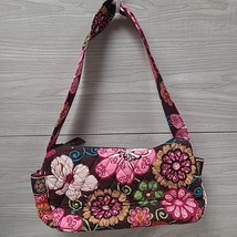 Vera Bradley Single Handle Brown Pink Small Purse Handbag Floral Zip Pockets - £10.16 GBP