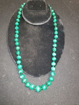 Vintage Graduated Malachite Stone Bead Necklace 24&quot; L Gorgeous L@@K WoW! - $116.53