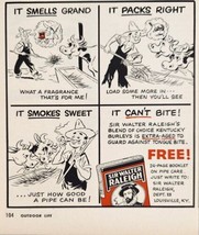1955 Print Ad Sir Walter Raleigh Tobacco Farmer Smoke Pipe Cartoon Louis... - $13.48
