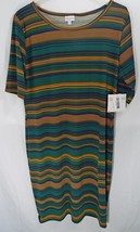 LuLaRoe Women&#39;s Plus Julia Dress in Hunter Green Orange Brown Navy in 2X... - $19.60