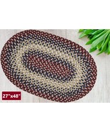 Accent Rug Red Kitchen Mat Hallway Rustic Country Decor Braided Throw Ca... - £47.12 GBP