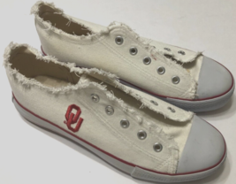 Oklahoma Sooners NCAA Big 12 Spirit Ready Women&#39;s Twill Upper White Sneakers 8 - £11.12 GBP