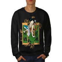 Wellcoda Japanese Girl Mens Sweatshirt, Katana Casual Pullover Jumper - £23.58 GBP+