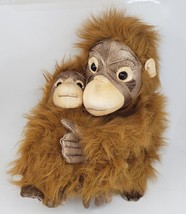 16" Big Animal Planet Brown Monkey Ape Gorilla Mom Baby Stuffed Plush Toy Cl EAN - $33.25