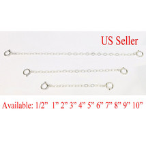 Solid Sterling Silver Extender Safety Chain Necklace Bracelet lock 1 - 24&quot; inch - £2.32 GBP