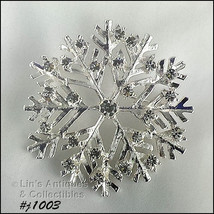 Eisenberg Ice Signed Snowflake Pin with Clear Rhinestones (#J1003) - £30.02 GBP