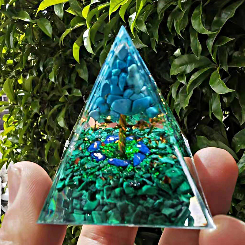 Natural Orgonite Pyramid Reiki Amethyst Energy Healing Chakra Meditation... - $11.99