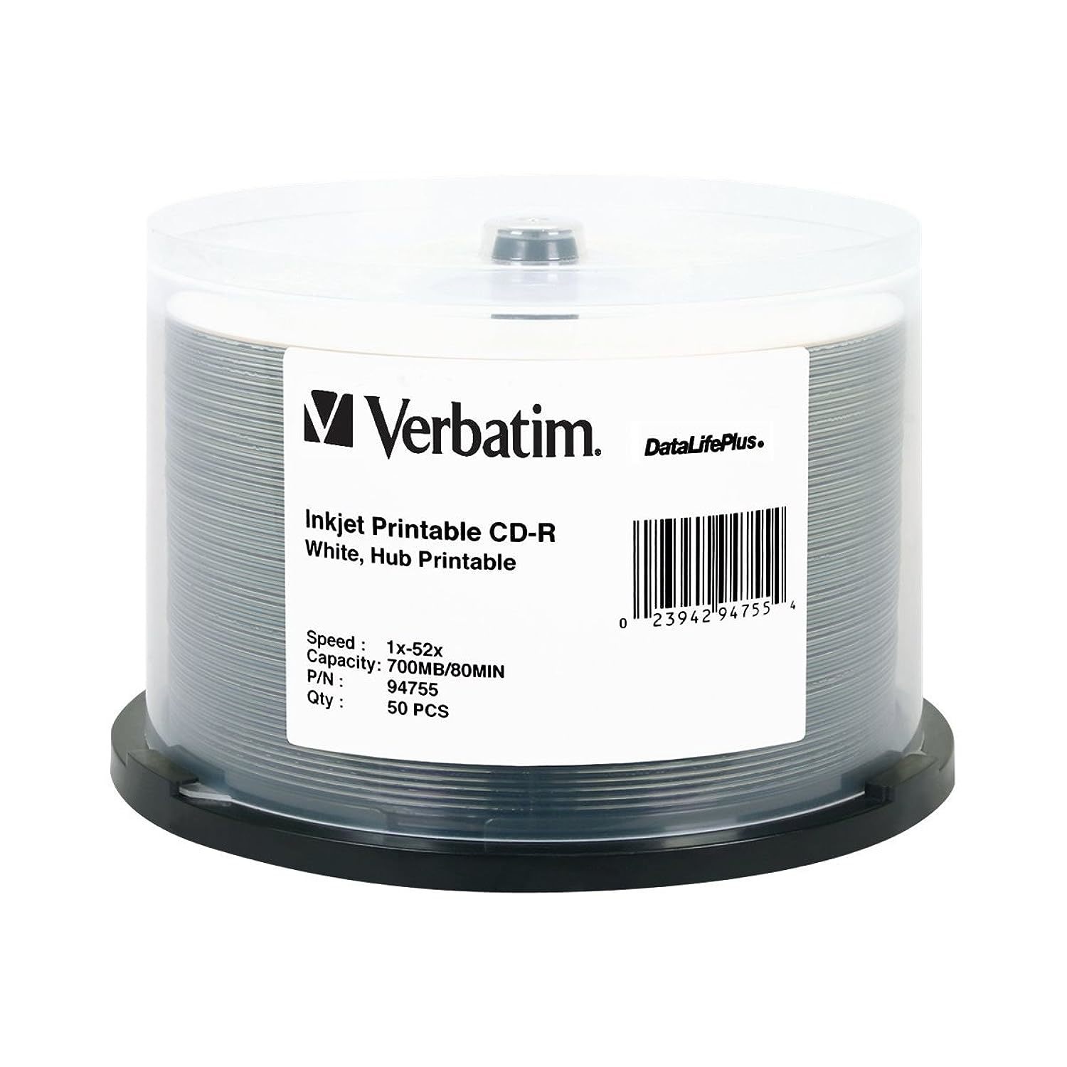 Primary image for Verbatim CD-R 700MB 52X DataLifePlus White Inkjet Printable, Hub Printable - 50p