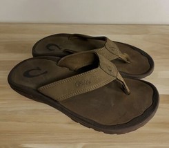 OluKai Ohana Men&#39;s Size 8  Light Brown with Beige Footbed Flip Flop Sandals  - £30.05 GBP