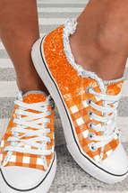 Orange Checkered Flat Canvas Shoes - £19.29 GBP