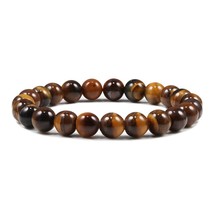 Natural Stone 6/8/10mm Beads Tiger Eye Bracelet Classic Men Women Buddha Black L - £14.22 GBP
