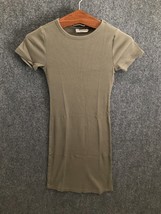 Double Zero T-Shirt/Dress Womens Size S Green Ribbed Short Sleeve 32&quot; Long - £9.63 GBP