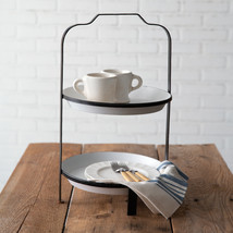 Two-Tier White and Black Metal Tray - £84.88 GBP