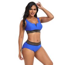Solid Color Bikinis Set for Women Mesh Swimwear Female V-necck Swimming ... - $32.19