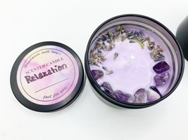 Relaxation Crystal Candle ~ 4 Ounce ~ Lavender Scented For Spells, Rituals - £5.58 GBP