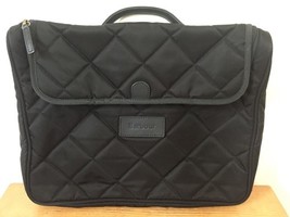 Barbour Black Leather Nylon Quilted Laptop Briefcase Attache Zip Up Carr... - £111.70 GBP