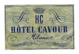 Hotel Cavour Luggage Label Milan Italy Gold Foil - $9.90