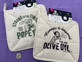 Disney Popeye &amp; Olive Oyl Fabric Pot Mat Set - 8&quot; x 8&quot; - Classic Cartoon... - £23.37 GBP