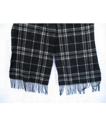 CHARTER CLUB 100% Cashmere Black and White Plaid Scarf 60&quot; x 12&quot; Very Soft - £22.74 GBP