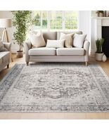 jinchan Area Rug 4x6 Washable Vintage Floral Non Slip Indoor Greige - €26,92 EUR