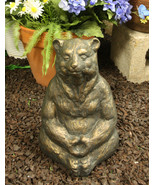 Aluminum Whimsical Meditating Yoga Buddha Tao Bear Garden Statue Rustic ... - £90.89 GBP