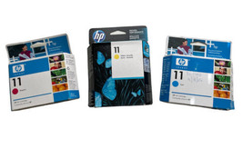 Genuine HP 11 Ink Set Cyan C4836A Magenta C4837A &amp; Yellow C4838A  - £15.79 GBP