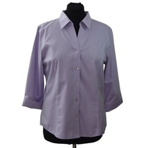 Foxcroft Pinpoint Non-Iron Button Down Shirt Womans 18 Lavender Purple F... - £31.89 GBP