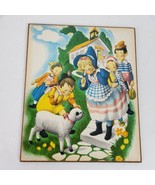 Vintage 1960s Nursery Rhyme Folk ART Print Laminated on Board 9.5x8 Inch... - $21.00